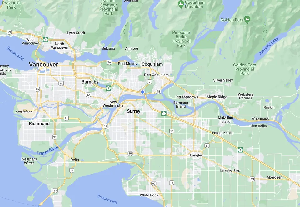 Map of Metro Vancouver and the Fraser Valley showing the area NSD Disposal serves